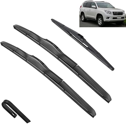 Escobillas de limpiaparabrisas delantero y trasero compatibles con Toyota Land Cruiser Prado 150 J150 2009-2023, accesorios para parabrisas (color