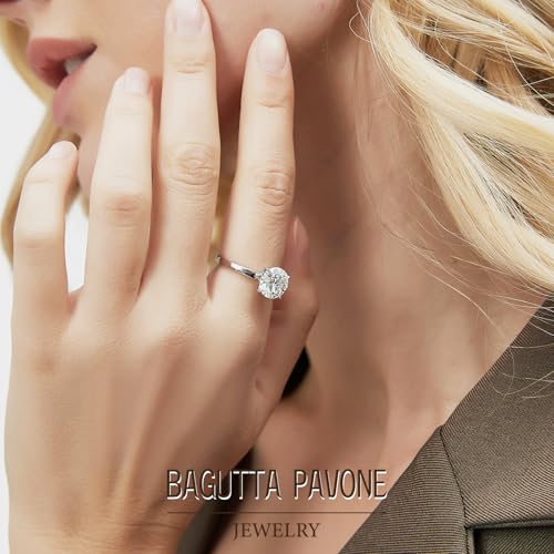 Moissanite Rings for Women, D Color VVS1 Clarity Round Engagement Ring 925 Sterling Silver with 18K White Gold Plated, Moissanite Solitaire Promise Wedding Ring 1/1.5/2/3 CT4
