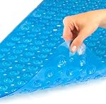 HealthSmart Mat de bain Extra Large Pas de douche glissoire & Tapis de bain avec ventouses et trous d'évacuation pour poignée antidérapante, lavable en machine, extra grand, 40 x 15.5, bleu
