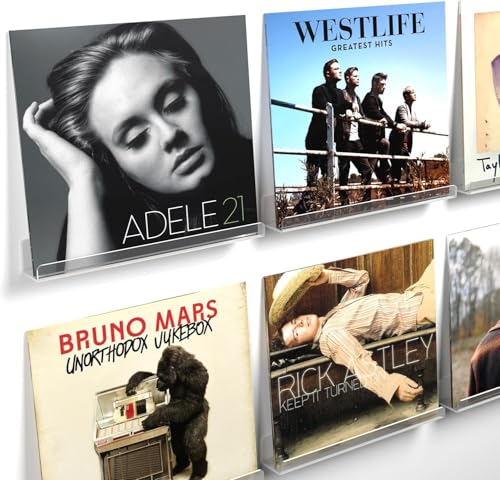 4 Packung Schallplatten Wandhalterung, 30,5cm Acryl-Regale für Album Record Storage & Display, klare Acryl schwimmenden Regale für Wand-Foto-Dekor, Bild Leiste, Kinder Bücherregal, Magazin Rack