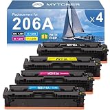 MYTONER 206A Toner Cartridges 4 Pack (with Chip) Compatible Replacement for HP 206A 206X for Color LaserJet Pro MFP M283fdw M283cdw M283fdn Pro M255dw M255nw M283 M255 Printer W2110A High Yield Ink