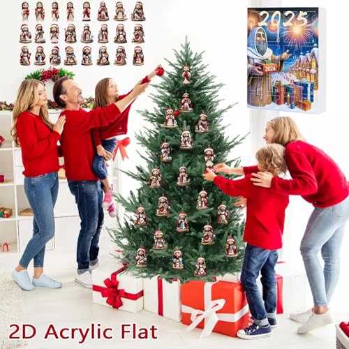 Christmas Countdown Calendar,Holiday-Themed Jesus Pendant 24 Days - 2D Acrylic Ornament Festive Decor for Gathering Party Wall Display Home Festival Activities House (Model B) - Image 3