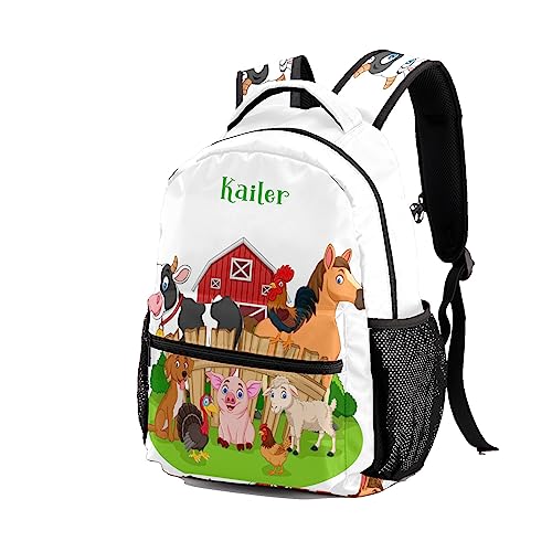 Farm Animals Personalized School Backpack for Kid Boy Girls Primary Daypack Bookbag Custom Name Travel Bag2