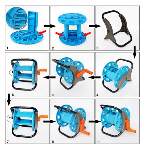 Dévidoir de Tuyau D'arrosage Portable pour 25m, Plastique Pe