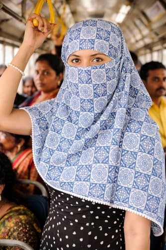 Image of Scarf Face Cover Mask Sun Protection Hair,Head, Neck, Nose Safety Head Wrap Scarf For Women Girls Daily Use Dupatta Hijab Double Layer Cotton Printed Kalamkari