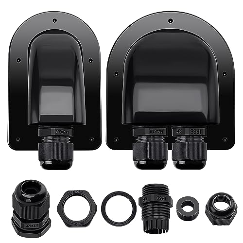 VooGenzek 2 Stück Solar Dachdurchführung, 2-Fach/1-Fach wasserdichte ABS Wohnmobil Kabeldurchführung, für Kabel 6-12 mm für Solaranlage Wohnmobil Caravan Boot Sat-Anlage und Klimaanlage (Schwarz)