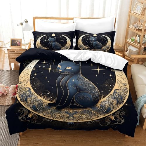 Housse de couette chat parure de lit 3 pièces pour nuits douces - 3