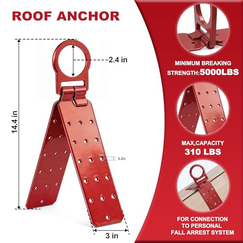 Image of Reusable Roof Anchor, Easy to Install Roof Bracket for Fall Protection, High Stength D-ring with Corrosion Resistant Materials for Roofing Safety, Comply to ANSI /OSHA