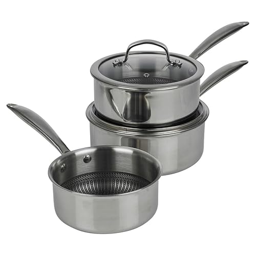 HEXTEC Laser Etched Honeycomb Non Stick Stainless Steel Cookware Pots, Pans & Frying Pan Sets, Induction Ready, Oven & Dishwasher Safe with Stay Cool Handles, PFOA Free