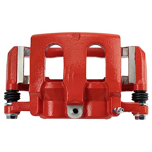 Image of TRQ Front Right Brake Caliper w /Bracket Performance Red Passenger Side | For 2011-2018 Ford Explorer 2009-2018 Flex 2010-2018 Taurus 2009-2012 Lincoln MKS MKT