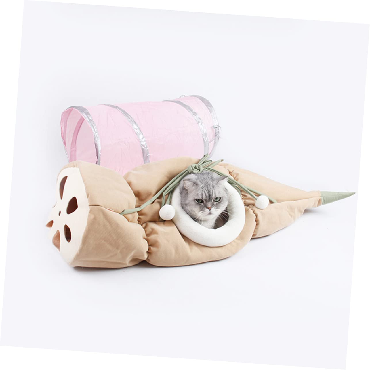 Faltbarer Katzentunnel in Lotuswurzelform, Hängendes Katzenbett Rosa