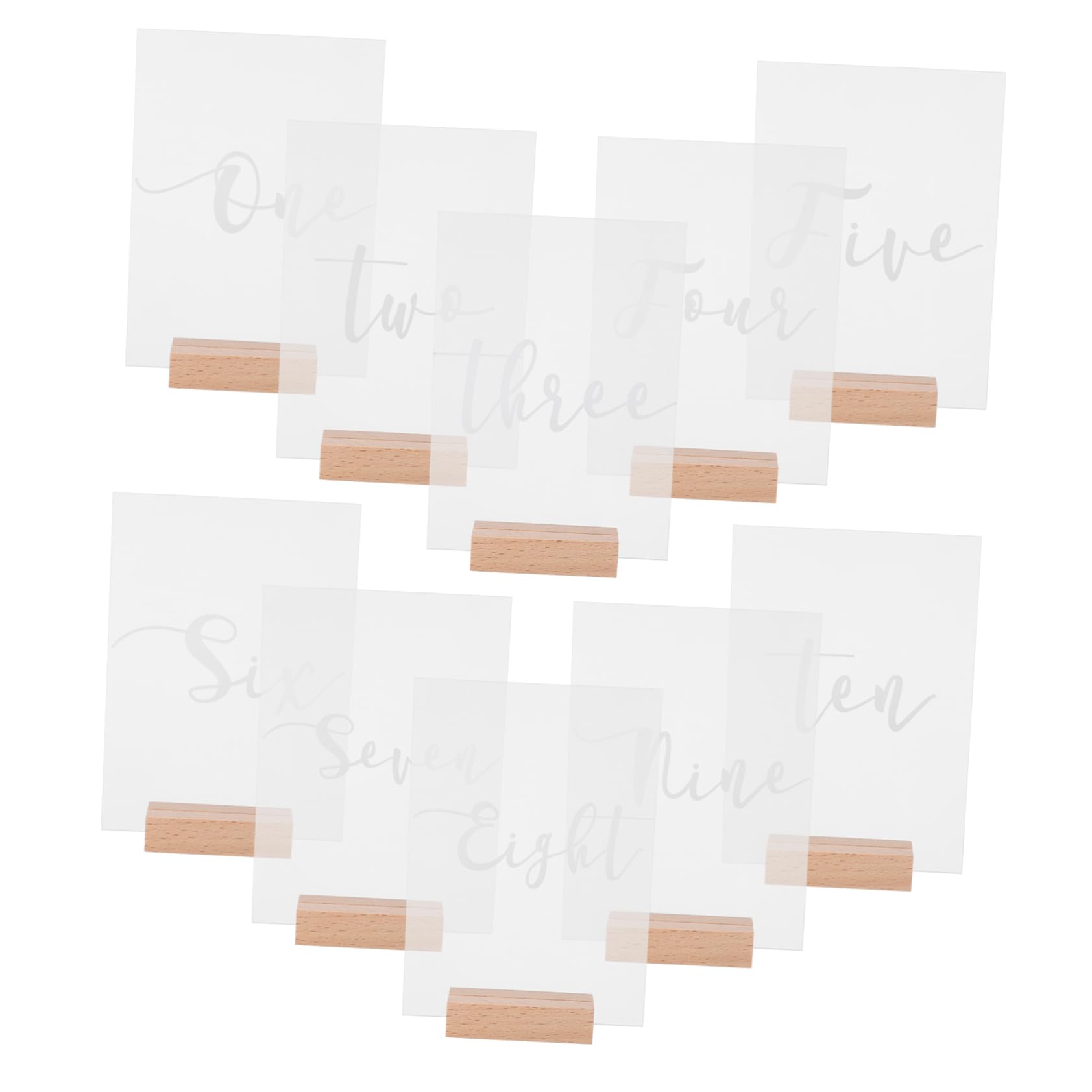 Numeri Tavolo Rotondi 10 Set in Acrilico con Base in Legno | Matrimonio ed Eventi, Linee Lisce, Stile Moderno e Semplice, Decorazioni per Tavoli