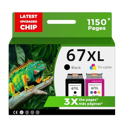 67XL Ink Cartridges Replacement for HP 67 XL Black Color Combo Pack for HP67 HP67XL 2855e 2827e 2700 2755e 4100 4255e 6400 2852e 2752e 2700e 4227e 4100e 4155e 6455e 6000 6400e 2742e 2734e 6458e 4200
