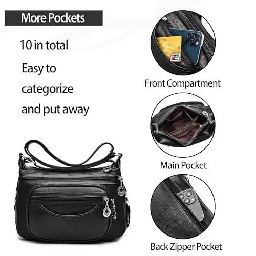 Crossbody Bags for Women Travel,Trendy Vegan Leather Multi Pocket Ladies Handbags,Shoulder Purses,Gifts For Women4