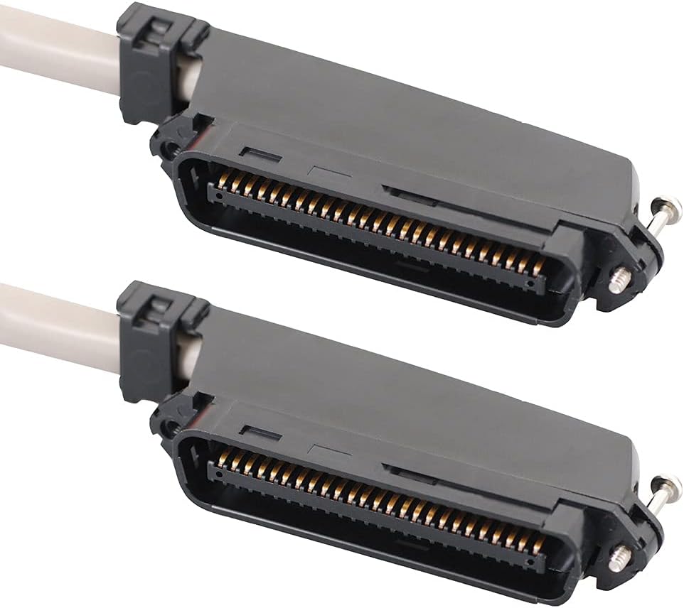 ICC Male to Male 25 Pair Telco Cable 10ft - Cat3 24AWG, 100% Solid Pure Copper, Gray Riser CMR Cable with 90 Degree 50 Pin Telco Connector for Voice and Low Data PBX Applications, 10 Feet