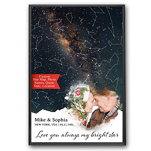 SANTANNA Anniversary Parents Gift Poster, Personalized Stars Map Print for
