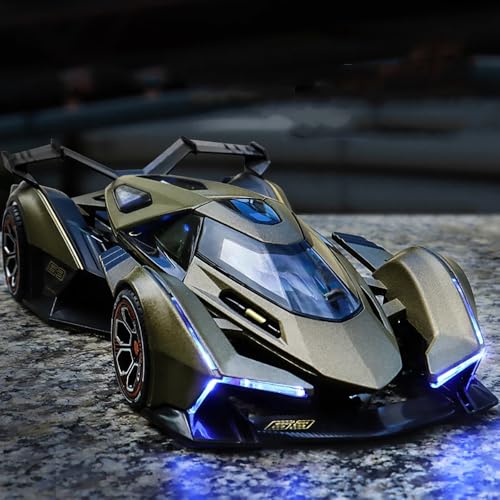 Image of 1:22 Scale Diecast Metal Car Lambo V12 GT Toy Car for Kids with Light Sound Pull Back Openable Door Collection Model Cars