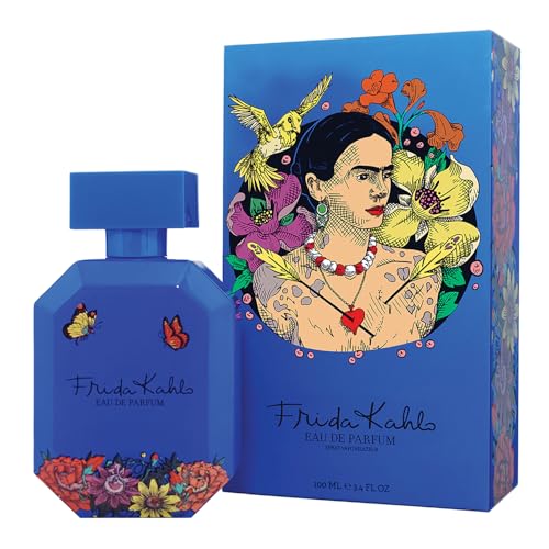 Frida Kahlo Blue Deluxe Edition Eau de Parfum for Women – Floral Gourmand Scent w/Agave, Coconut, Jasmine, Vanilla, Amber - Long-Lasting- Lacquered Bottle in a Luxury Drawer Gift Box - 3.4 oz