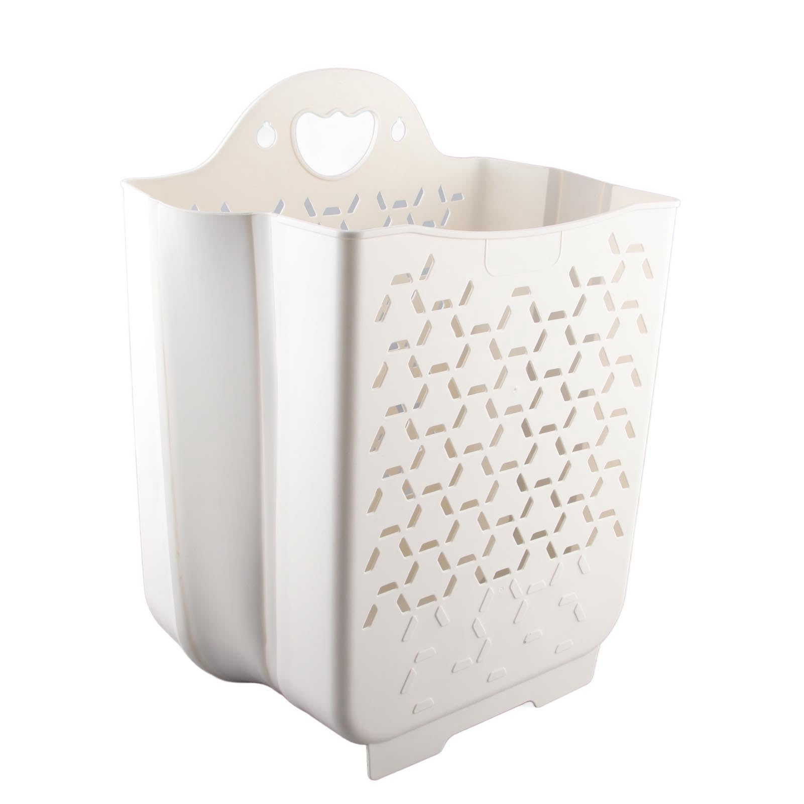 Jelquix Foldable Hanging Laundry Basket with Large Capacity for Efficient Organization in Dorm Rooms and Bathrooms, Sturdy PP Material (XL White)