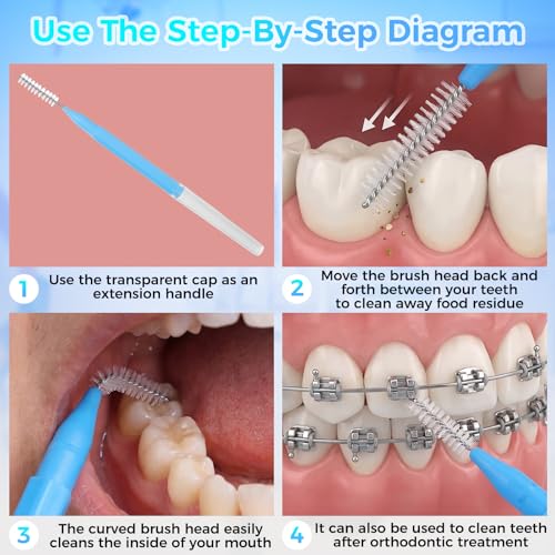 Image of 100 Pcs Interdental Brushes, 4 Sizes Braces Flossers for Cleaner | Braces Brush Soft Dental Brushe Toothpicks Dental Floss Picks Dental for Brace Oral Cleaning(5 Colors)
