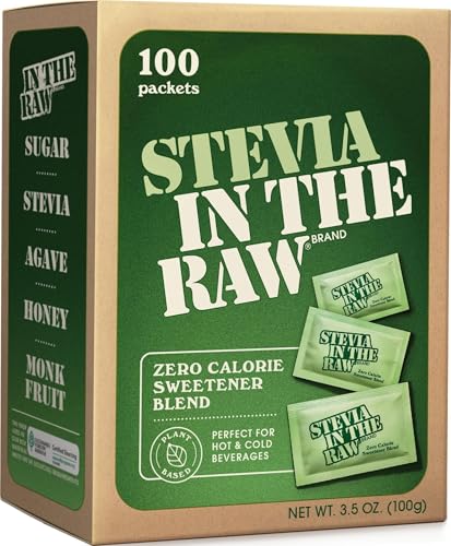 Image of Stevia In The Raw Stevia Sweetener Packets, 100 Ct, Zero Calorie Stevia Sugar Substitute Packets, No Erythritol or Artificial Flavors, Vegan, Gluten Free, Kosher, Low Glycemic Index
