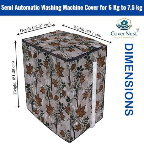 Image of Covernest Semi Automatic Washing Machine Cover, Dustproof, Compatible with 6 Kg -7.5 Kg Washing Machines (WMC-BROWN JHAD SEMI)