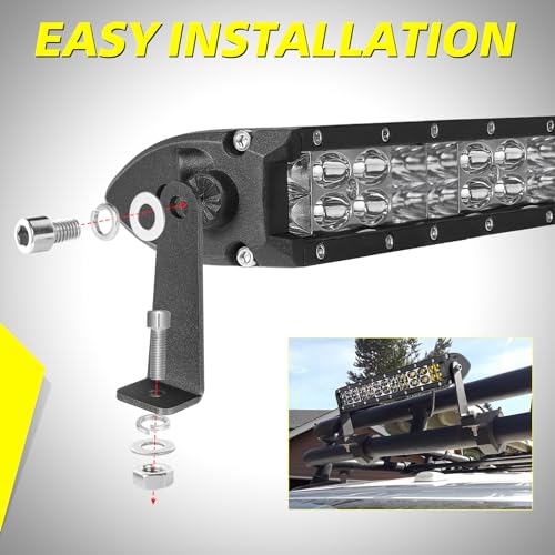 Image of Light Bar Mounting Brackets 2 Packs Universal Side-Mounted Brackets for Straight or Curved Single-Row LED Light Bar Up to 52 Inch