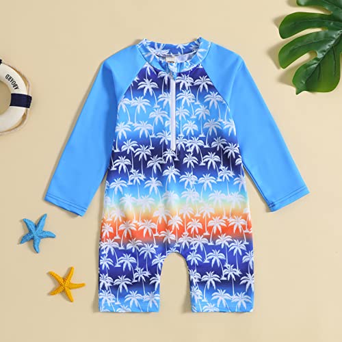 YHEGHT Calção de banho para meninos de manga comprida para meninos com protetor solar e surfe, Azul,