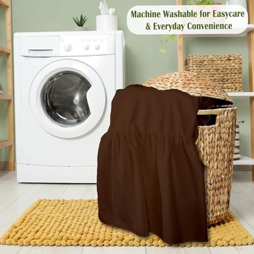 Image of Luxury Crib Bed Skirt 28 inch x 52 inch with 14 Inch Drop Soft & Breathable Dust Ruffle Fits Standard Crib and Toddler Bed Nursery Microfiber Fabric Ruffle Bed Skirt for Baby Boys or Girls Chocolate Solid