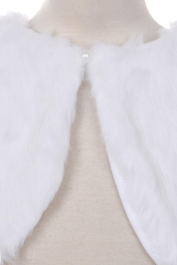Dreamer Little Girls Long Sleeve Faux Fur Pearl Button Special Occasion Shrug