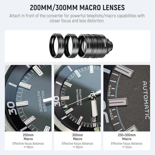 Image of NEEWER 2X Converter with 200mm & 300mm Macro Lenses for Phone Camera Telephoto Lens Only, 7 Elements in 5 Groups, 17mm Thread Compatible with iPhone Android Samsung Xiaomi Phone Cage /Case, LS-79