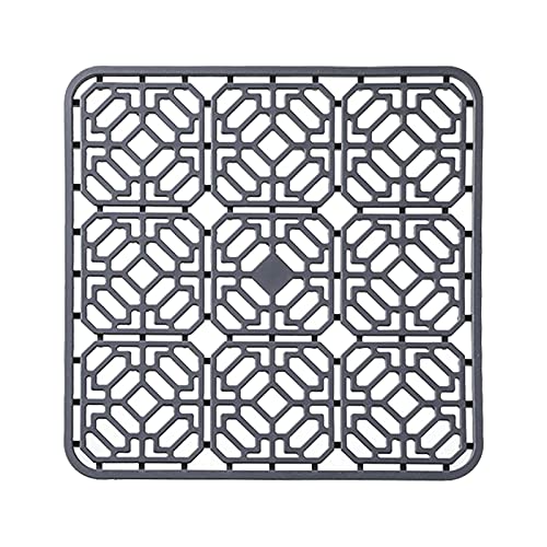 Anwangda Protector de fregadero de silicona rejilla de cocina, antideslizante, resistente al calor, de goma de secado de acero inoxidable, para granja de acero inoxidable (gris, tamaño: 30 x 30) Cover