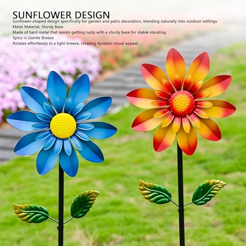 Hilandero de viento de girasol con base de hierro inoxidable 6