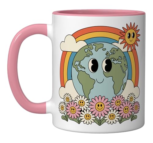 Taza ecológica de cerámica 11 oz rosa/blanca miniatura 1