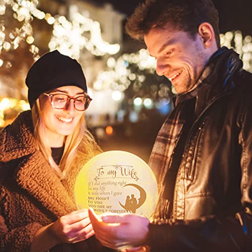 Calibron Gifts For Wife From Husband, Wife Birthday Gift Ideas Engraved Moon Lamp, Wedding Anniversary Birthday Gifts For Wife Moon Light With Wooden St #TOP6