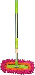 Trapeador triangular giratorio de 360 grados para superficies húmedas y secas, retráctil y ajustable, ideal para limpieza de suelos, coches y cristales, color rojo rosa