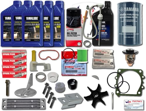 PWCParts 100-Hour Service Maintenance Kit Fits Yamaha 2.8L I-4 F150-F200 F150XCA F175LA F200LB F200XB Outboard Motors, with Oil Change Supplies