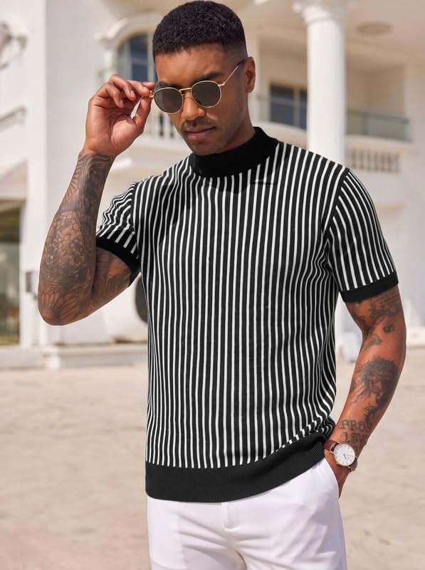 Men's Mock Turtleneck Sweater Short Sleeve  - image 2