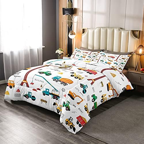 Feelyou Heavy Machinery Truck Bedding Set Tractor Crane Comforter Set for Kids Boys Girls Youth Construction Site Comforter Nursery Decor Quilt Set Room 2Pcs Twin Size 4 51Mtk7dJe7L. AC