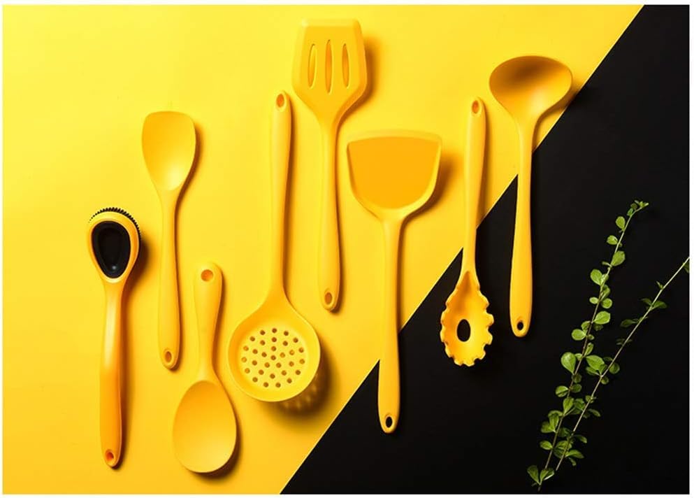 Set De 11 Ustensiles De Cuisine En Silicone Jaune | Résistants à La Chaleur (230°C) Et Antiadhésifs