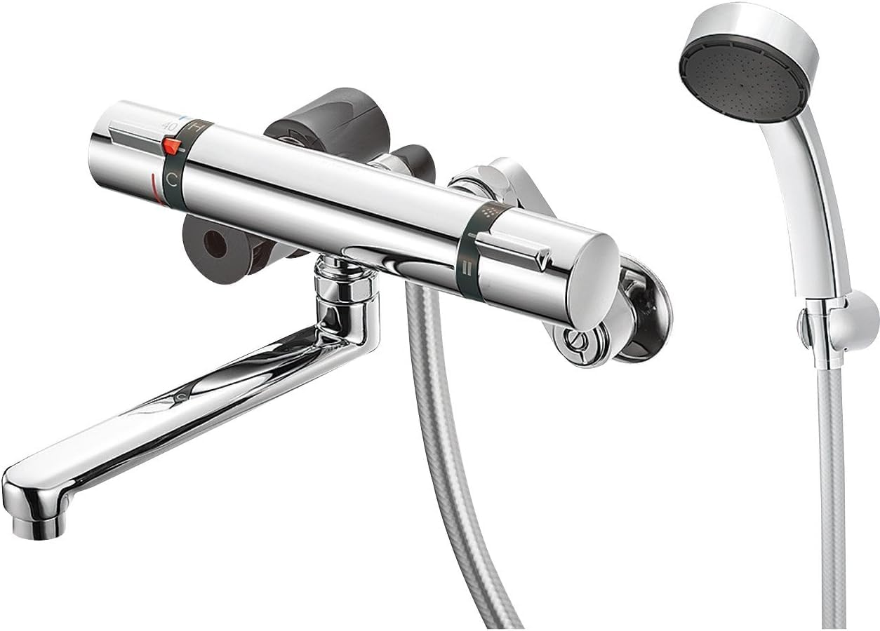 浴室用 サーモシャワー混合栓 ホース長さ1.6m オールメッキ シャワー 蛇口 