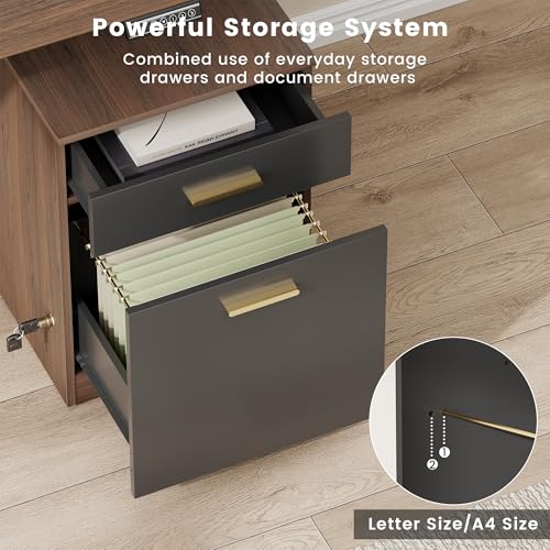 Image of ModernMate Executive Standing Desk with File Drawers, Height Adjustable