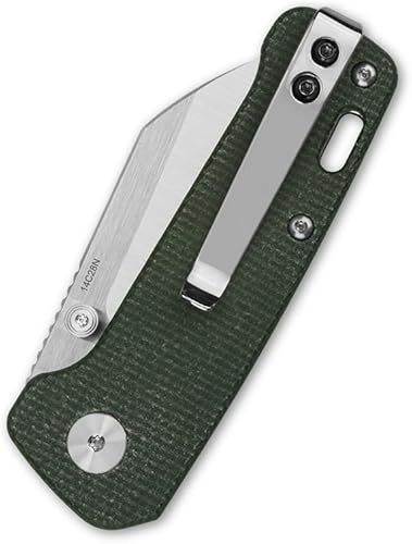 Miniatura 4 de QSP CUCHILLO MINI PINGUINO CUCHILLO DE BOLSILLO, hoja 14C28N con variantes mango escalas, tamaño pequeño para el transporte diario (micarta verde)