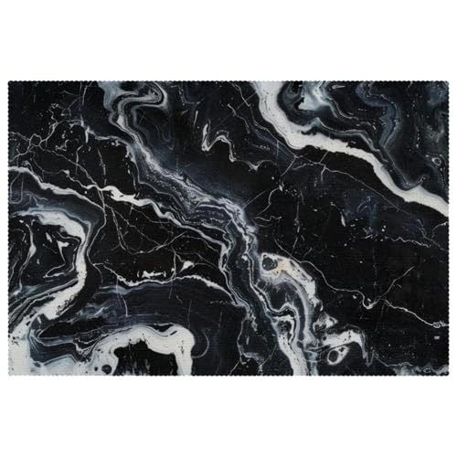 Sets de table texture marbre noir haut de gamme antidérapants pour salle - 2