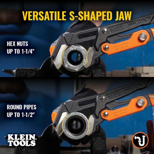 Image of Klein Tools 68230 Pipe Wrench, S-Jaw Quick-Adjust Plumbers Wrench Fits up to 1-1 /2-Inch Round Pipe and 1-1 /4-Inch Hex Nuts, 13-Inch