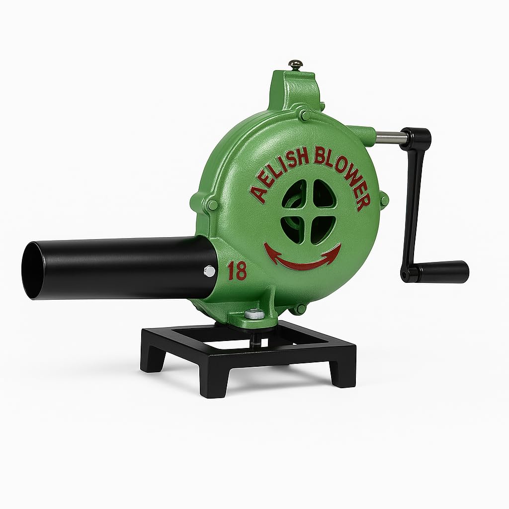 SIMOND STORE - Hand Crank Blacksmithing Forge Blower - Cast Aluminum Manual Mini Blower for Farrier Blacksmith Coal Forge Firepot BBQ Outdoor Cooking Camping