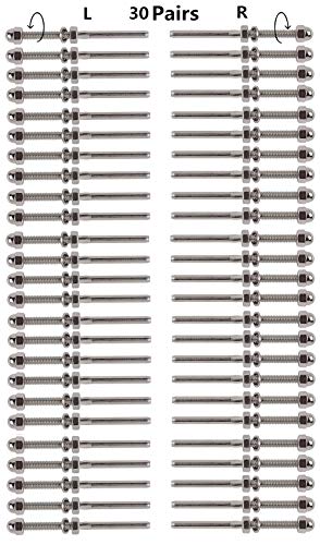 Senmit Threaded Stud Tension End Fitting Terminal, 1/8" Stainless Steel Cable Railing, Cable Deck Railing Hand Swage T316 Marine Grade 60 Pack
