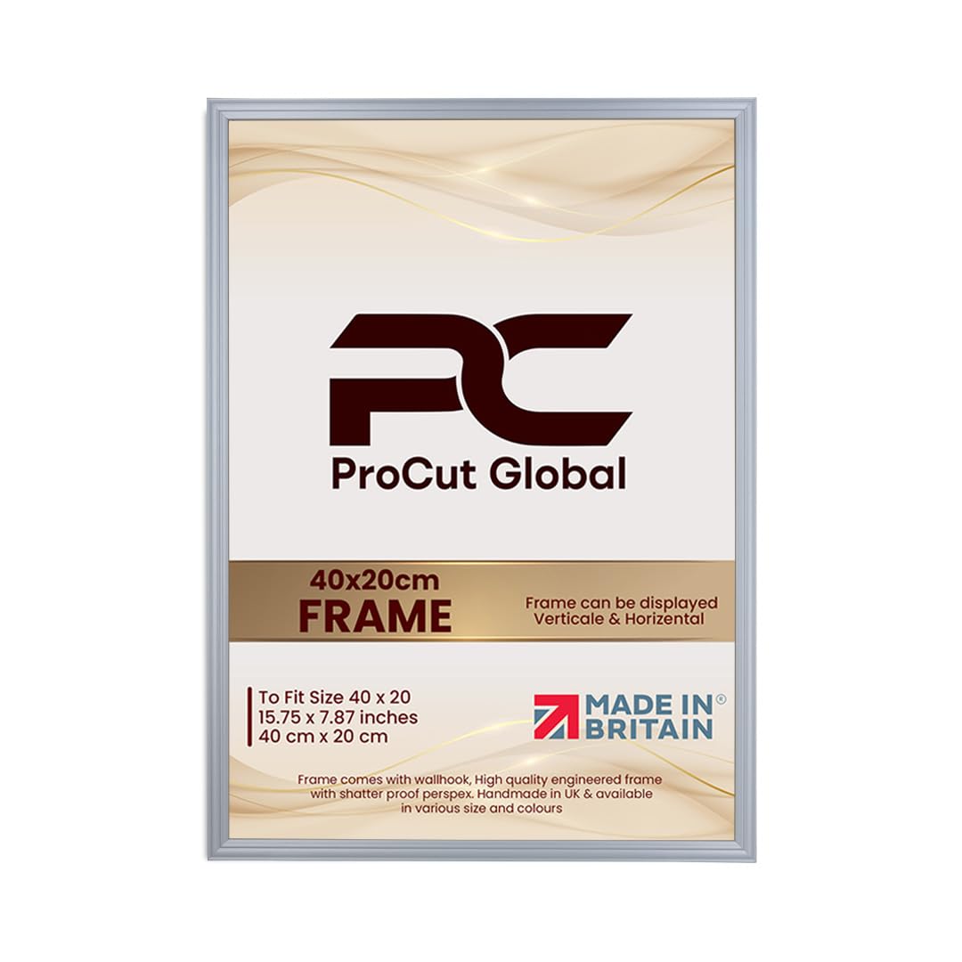 Procut Global 40x20CM Silver Picture Frames - Classic Wooden Photo Frame with Shatterproof Perspex for Wall or Tabletop - Perfect for Posters, Certificates & Prints - Sizes & Colors Available โ image 1