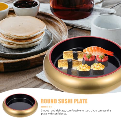 Plato de sushi plástico redondo tamaño mediano color dorado miniatura 5