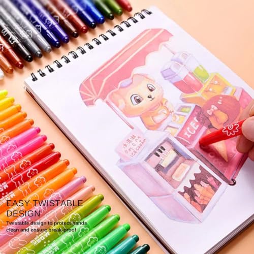 Image of Cots and Cuddles 24 Shades Twisting Rolling Crayons for Kids | Smooth & Mess-Free Coloring | Art & Craft Supplies for School & Home | Non-Toxic & Easy to Use, Multicolor | Best Return Gift for Kids
